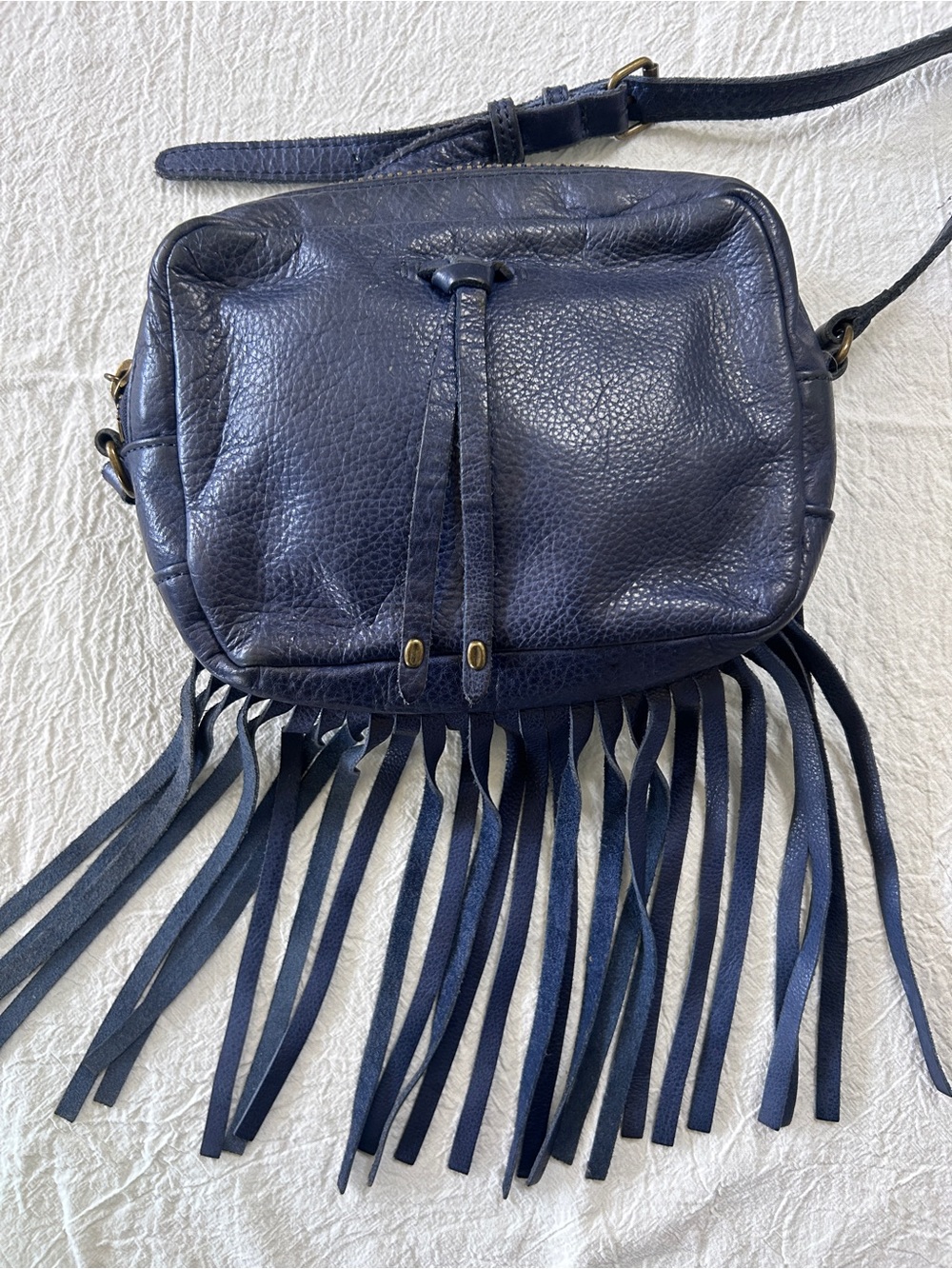 Lucky Brand - Navy Fringe Leather Crossbody Bag